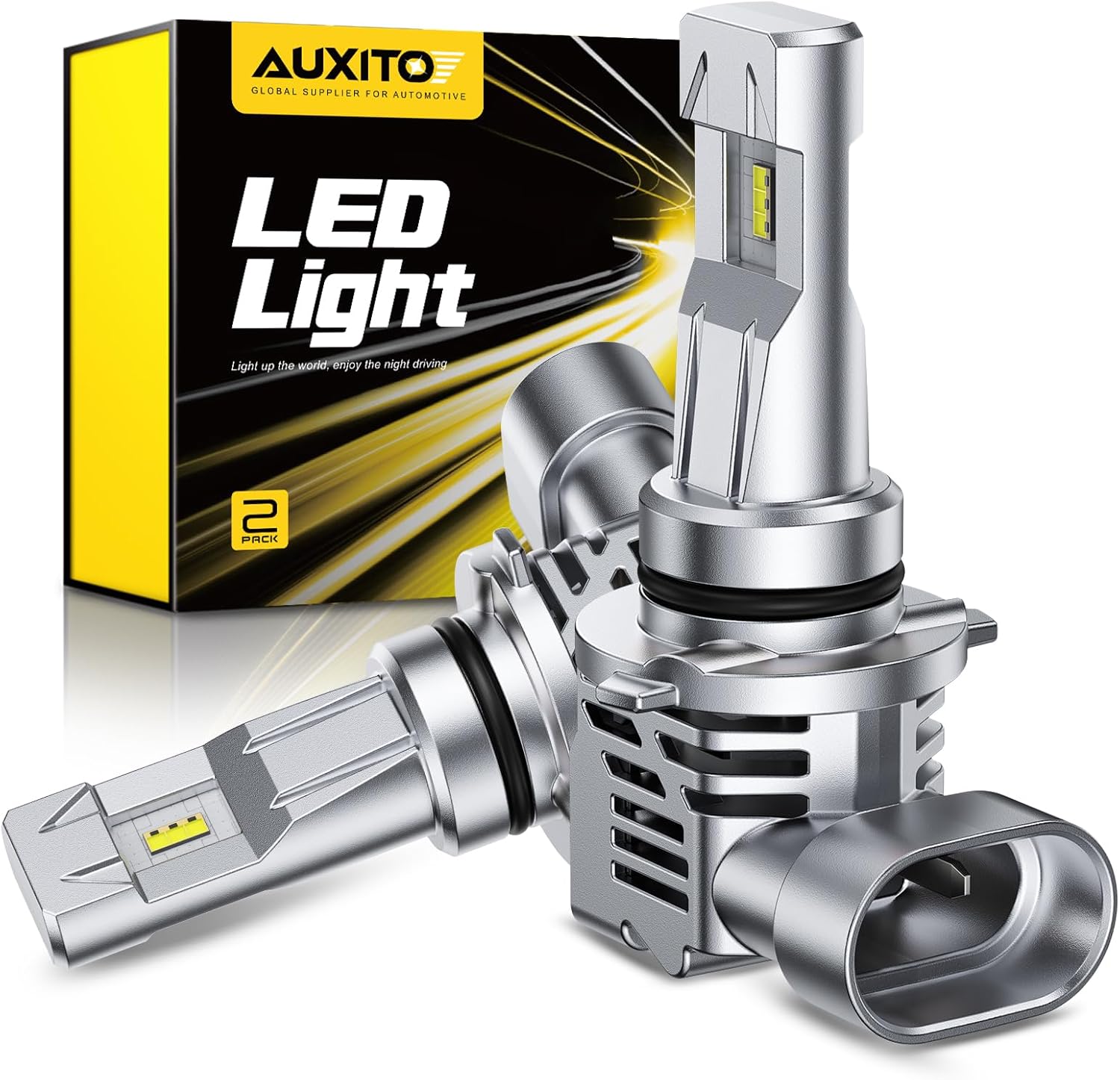 AUXITO HB4 9006 Light Bulbs, 34000LM Super Bright 6500K Cool White Fog Light, 1:1 Halogen Replacement,Cooling Fan, Plug&Play, Pack of 2