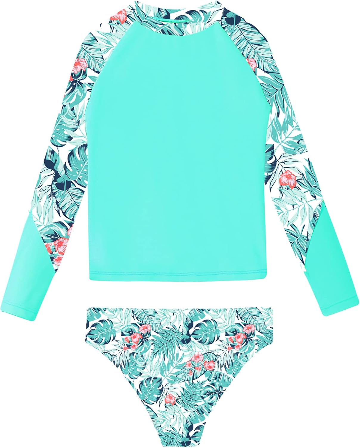 Linjinx Kids Girls Printed Rash Guard Set 2 Piece Swimsuit UPF 50+ Bikini Long Sleeve Rashguard Shirt with Bottom Swimwear