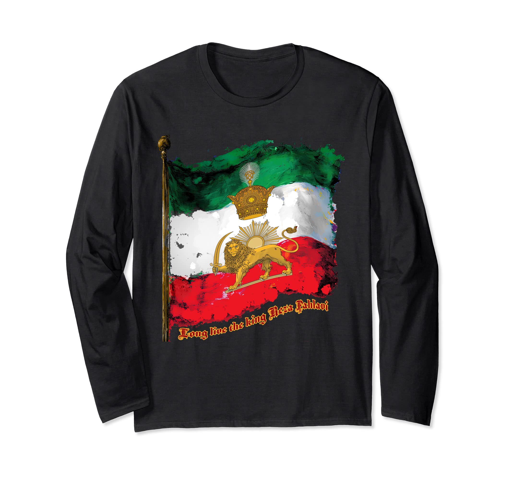 Iran Gilaki CoIrans Flag with Pahlavi Crown sun and lion Long Sleeve T-Shirt