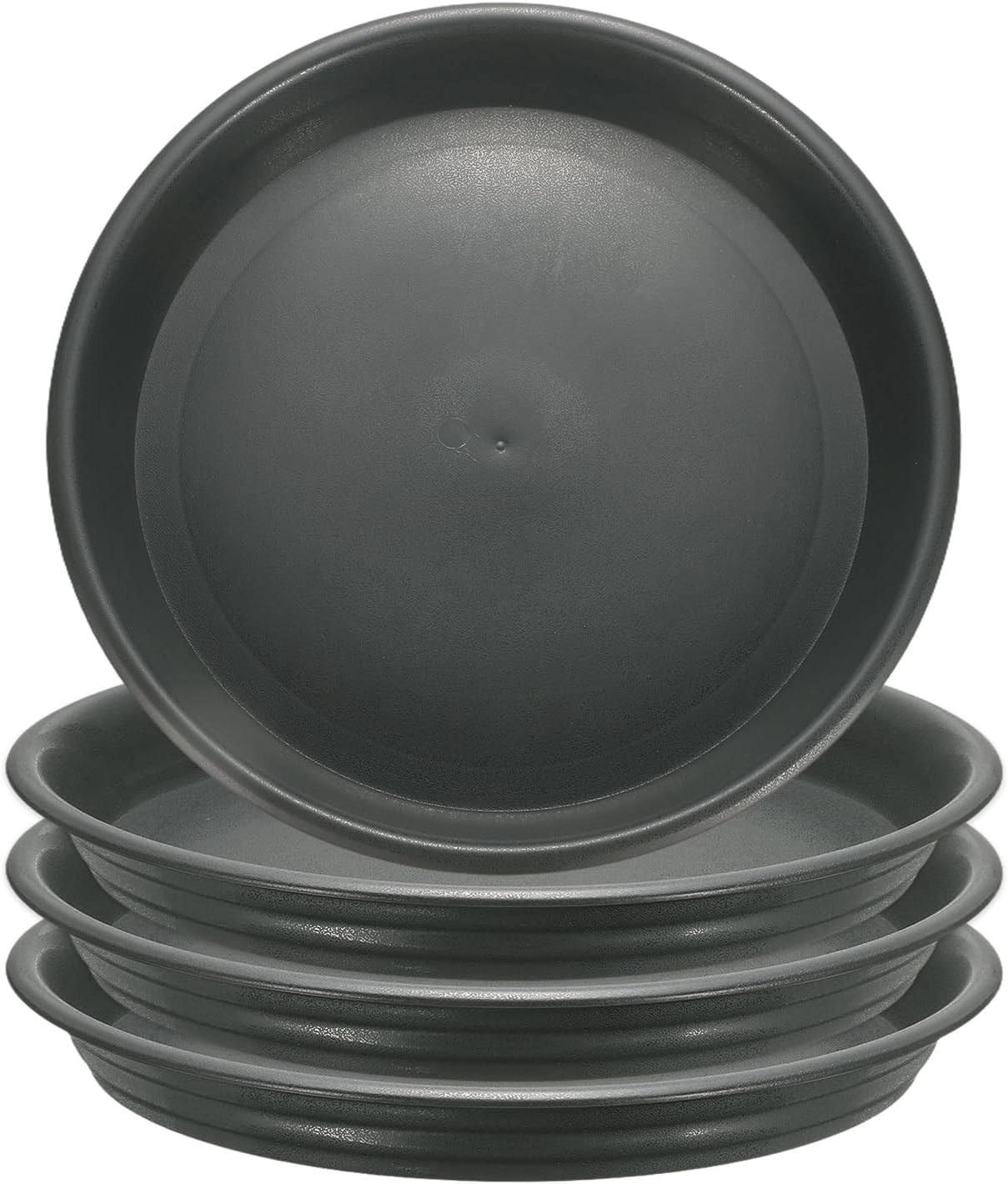 HARFINGTON 4pcs Plastic Plant Saucer 11.8" Round Drip Trays Flower Pot Saucers Flower Base Bottom Drainage Tray for Indoors Outdoors Planters, Gray-Black