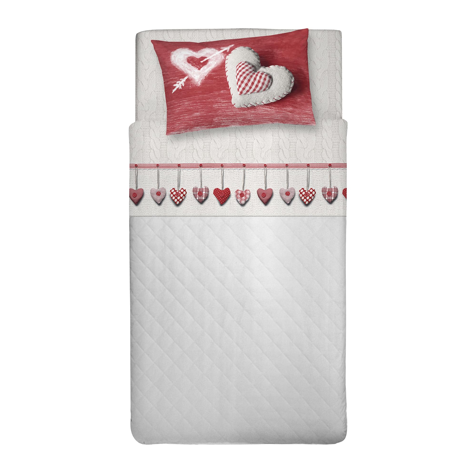 Parure de lit 90x200 flanelle coton drap plat taie Pensieri Delicati