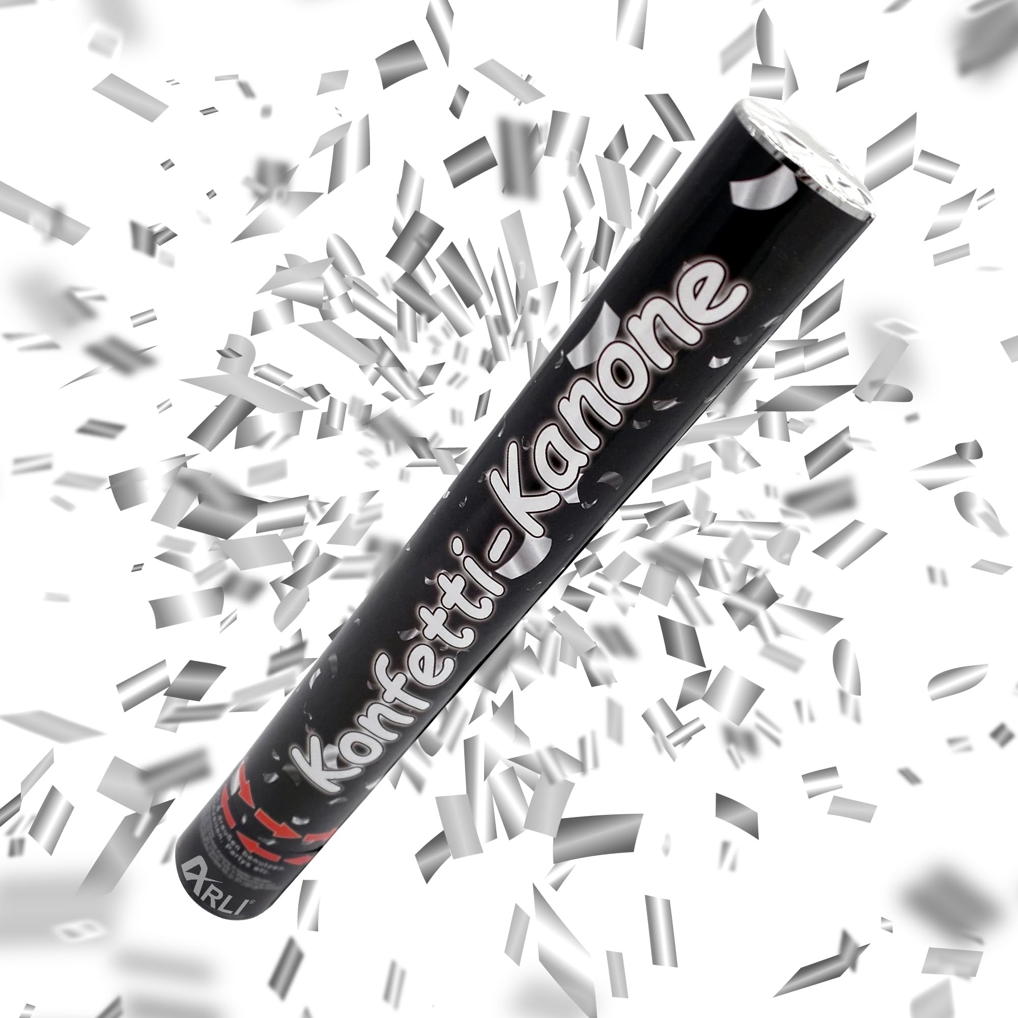 ARLI Partypopper XL 38 cm – 24 cannoni per coriandoli, in argento, per matrimoni, compleanni, feste, Capodanno, popper eventi, coriandoli, meccanismo ad aria compressa, facile da usare