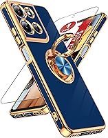 Vista 78 de LeYi para Funda de Teléfono Samsung Galaxy A13-5G: Protector de Pantalla de Vidrio Templado, Soporte Magnético Giratório de Anillo 360°, Borde Negro