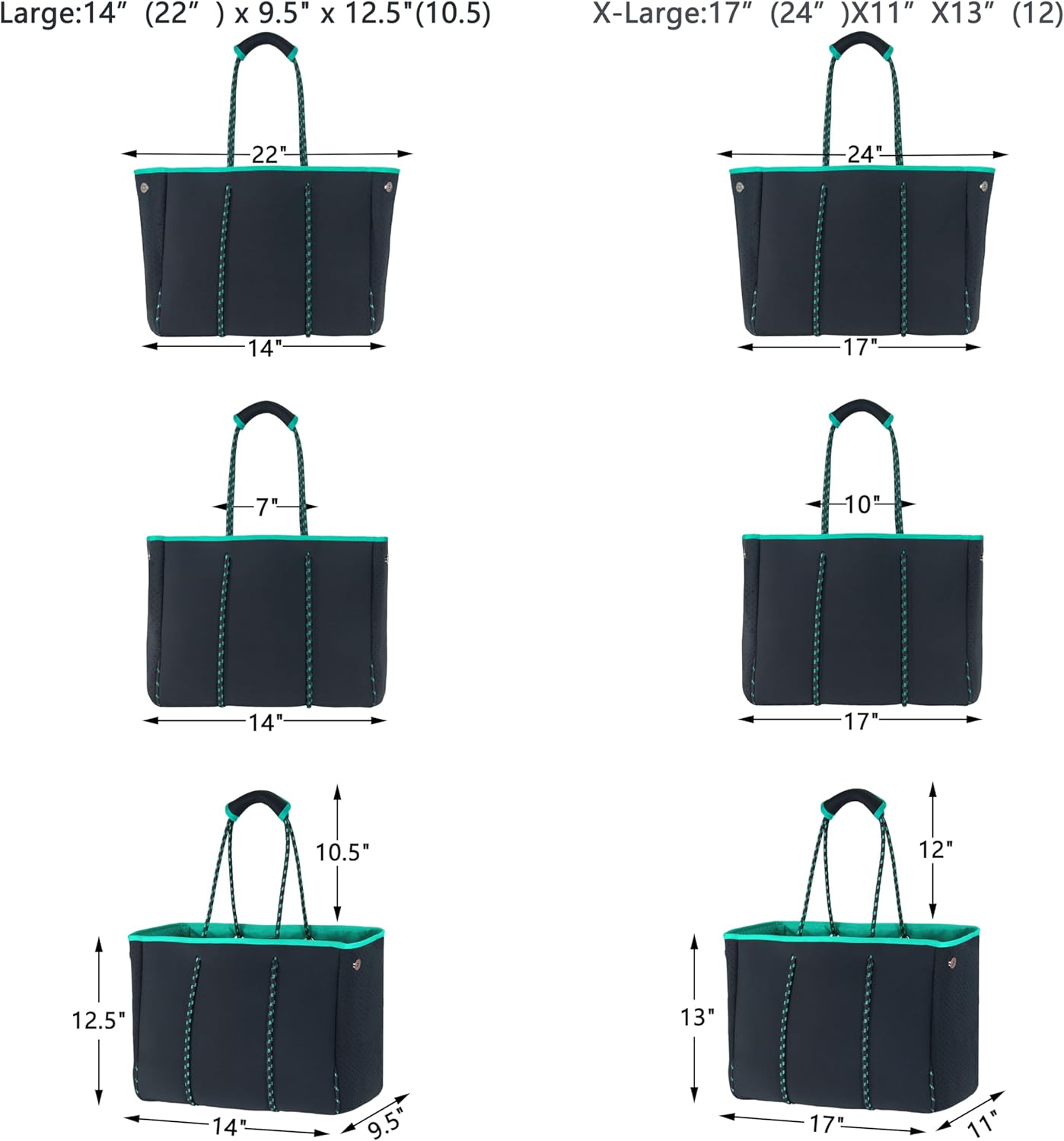 QOGiR Neoprene Multipurpose Beach Bag Tote with Inner Zipper Pocket … … … … - Image 5