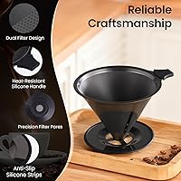 Vista 5 de 【2.0 mejorado】 Cafetera de acero inoxidable, filtro de café de goteo reutilizable sin papel y colador de café para una sola taza de preparación a