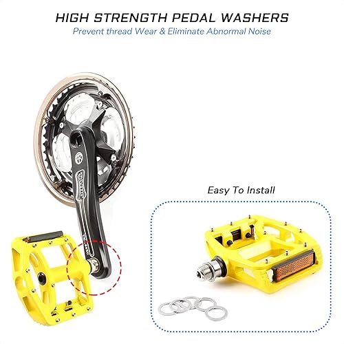 Miniatura 2 de 10 unids arandelas de pedal de bicicleta de acero inoxidable reemplazo de junta de pedal para bicicleta de montaña bicicleta de carretera MTB