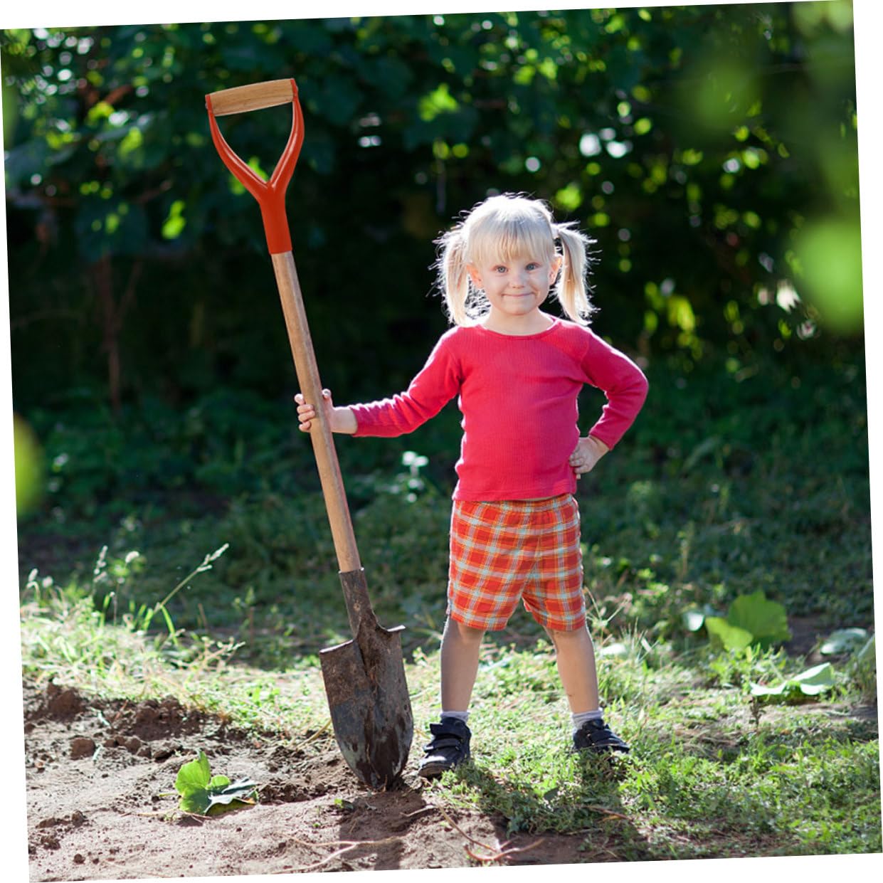 Uonlytech Pala Da Giardino Con Impugnatura Ergonomica y Manico Legno Per Scavi e Trapianti Design Multifunzionale e Colore Accattivante Compatibile Con Pala Forcone e Rastrello