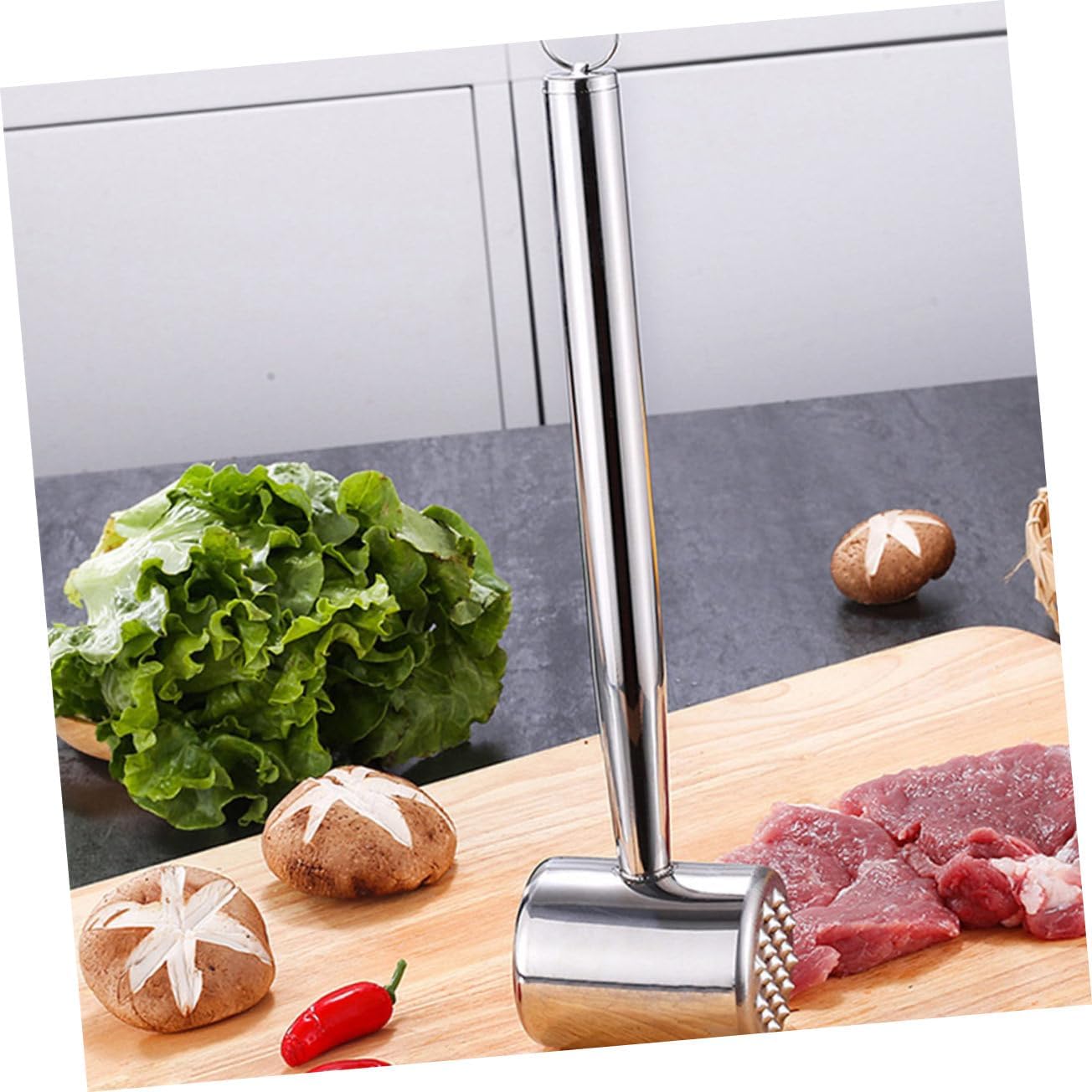 2Pcs Stainless Steel Meat Hammer Meat Tenderizer Tool for Pork to Clean Kitchen Gadget with Comfortable Handle for Home Cooking