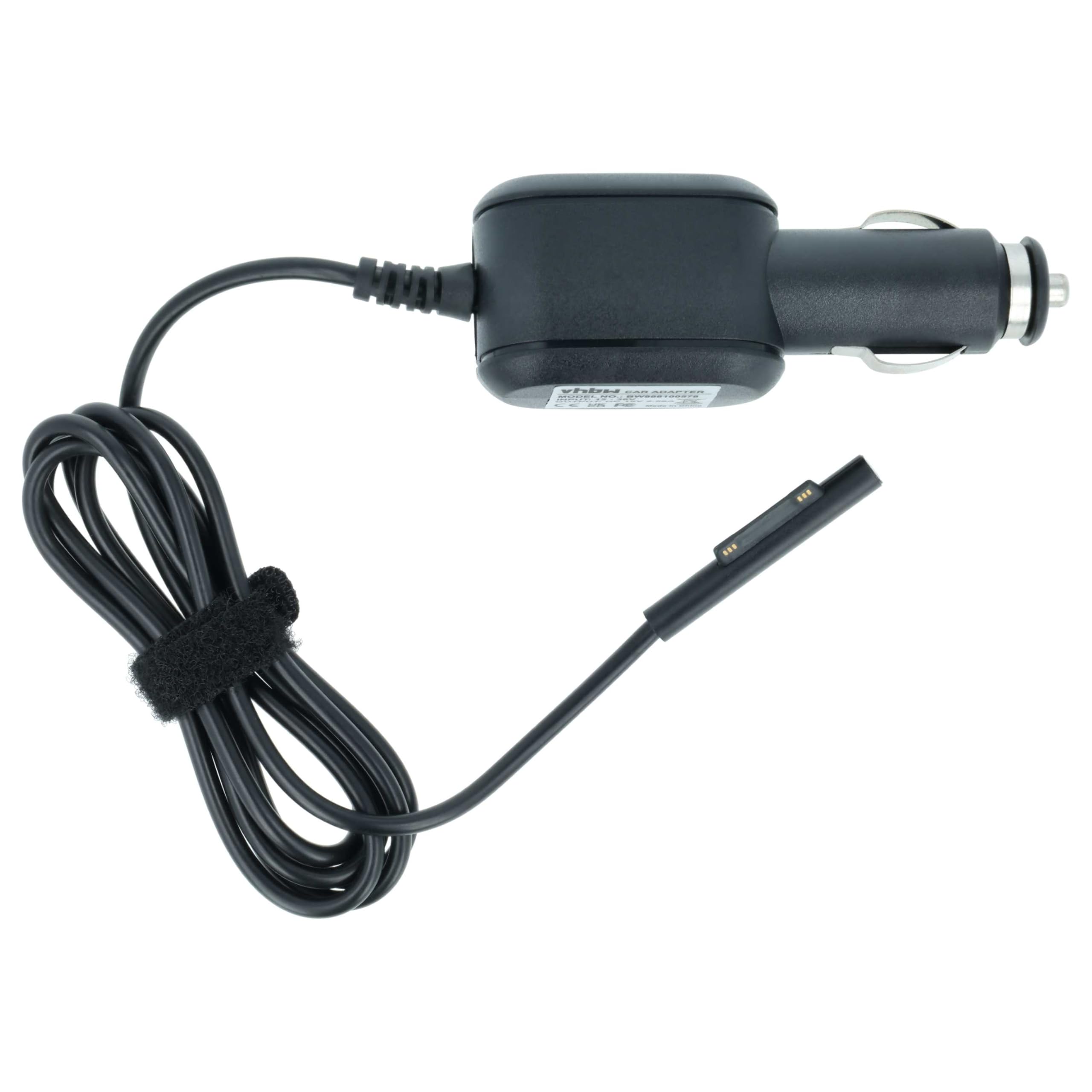 vhbw Chargeur Allume-Cigare Compatible avec Microsoft Surface Pro 4, Pro 5, Pro 3 Ordinateur Portable, Tablette - Chargeur 12V Noir 2.58 A