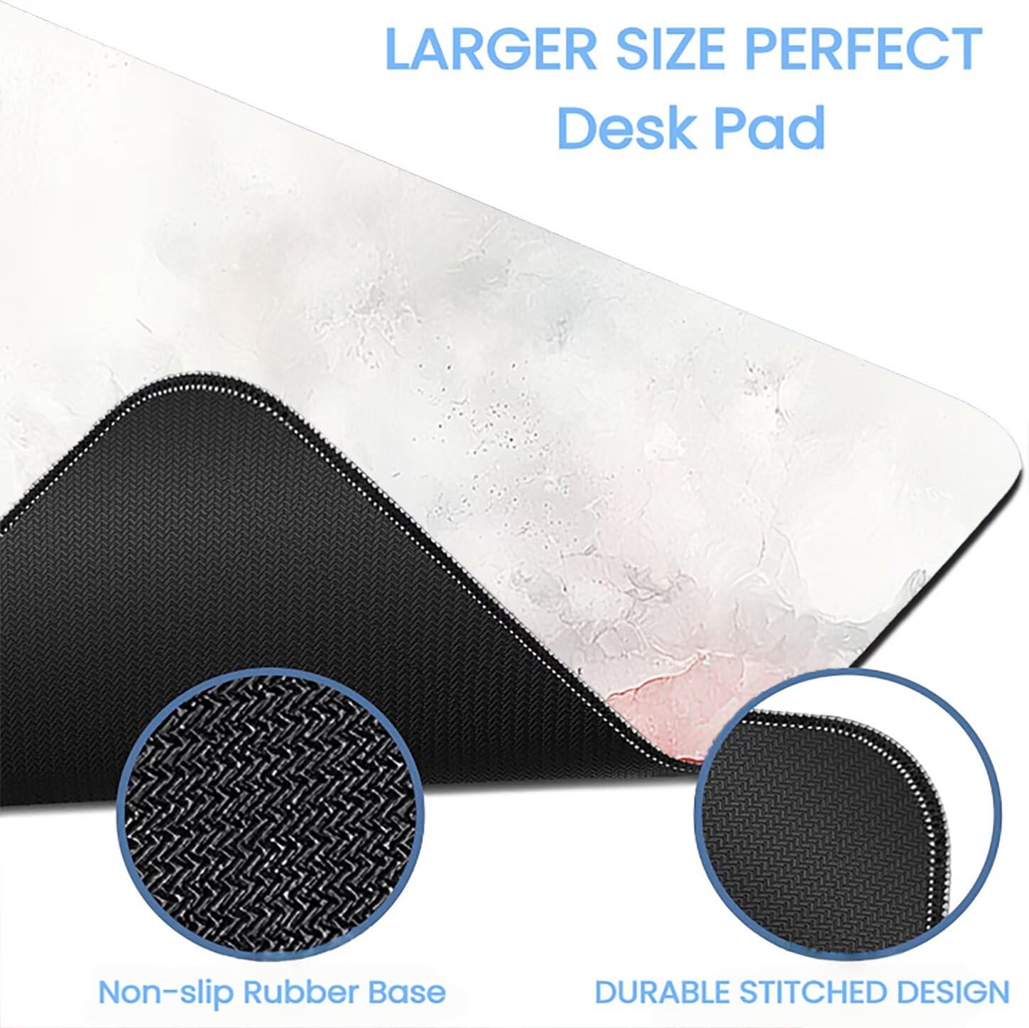 Lpfieonn Semplice Tappetino Scrivania XXL, 160x80cm- Tappetino Mouse Gaming, Bianco Tappeto Scrivania Extralarge, Mouse Pad XXL con Base in Gomma Antiscivolo, Bordi Cuciti PF-3695