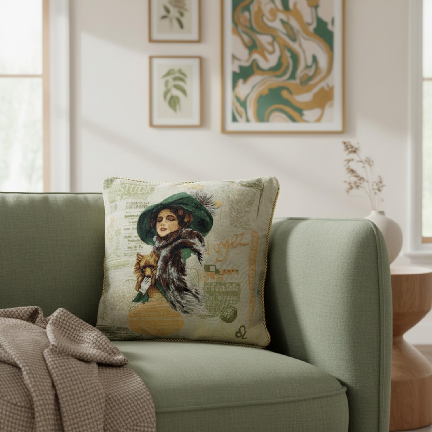 Tache 2 Piece 18" X 18" Square Vintage Adorable Puppy's Day Out Decorative Accent Cushion Throw Pillow Cover