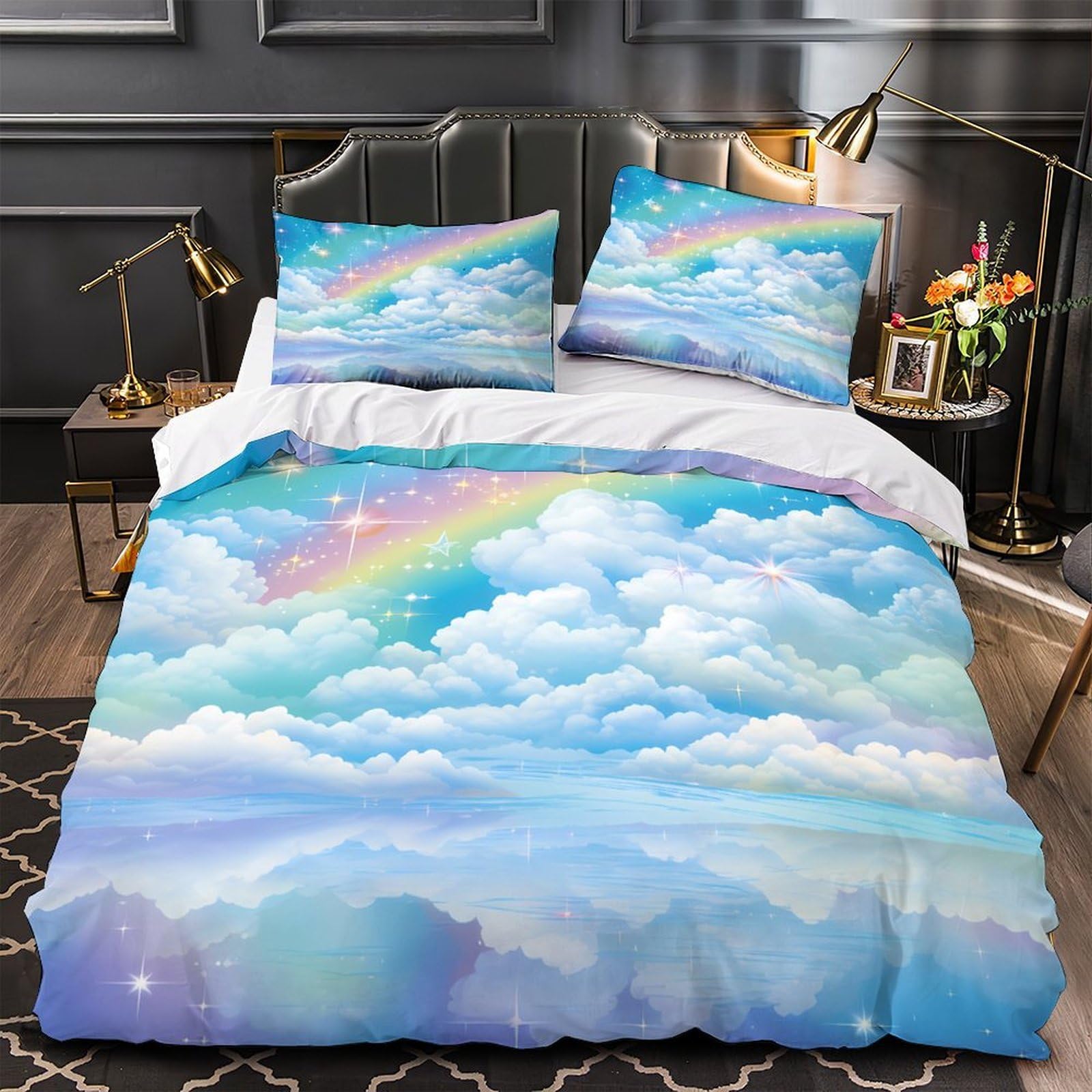 Housse de couette hypoallergénique microfibre douce 3D fermeture éclair
