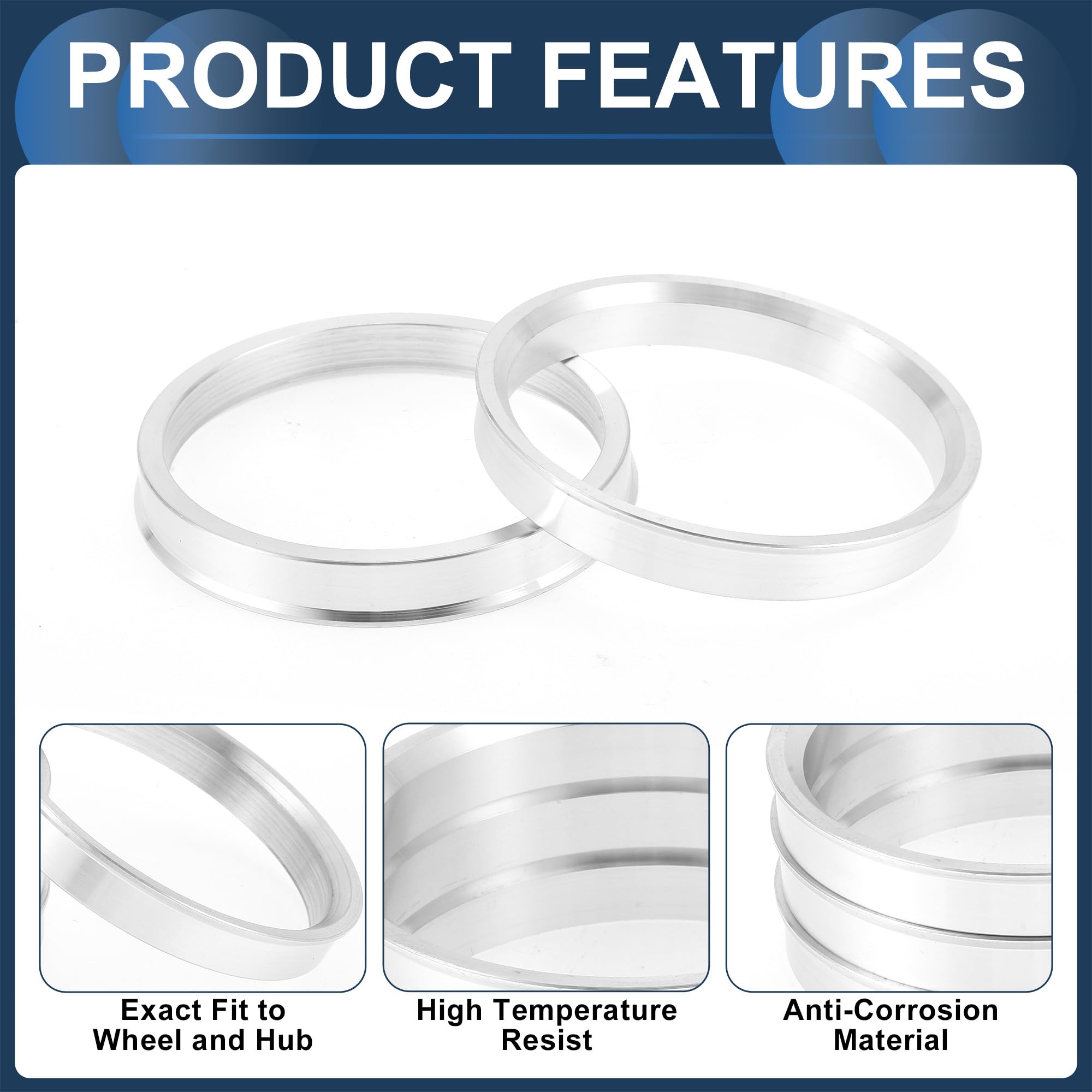 Anelli Di Centraggio Mozzo Ruota 71.1mm→56.1mm - 4 Pezzi In Policarbonato Nero - Foto 7