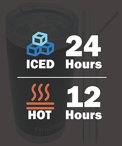 Miniatura 3 de Vaso de acero inoxidable de 20 onzas con aislamiento al vacío, doble pared, botella de viaje con tapa y popote para agua, té helado o café, batido y