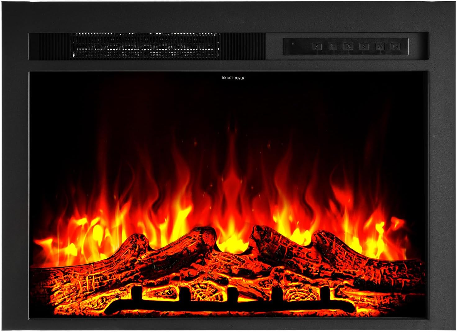 VEVOR 35 inch Electric Fireplace Insert, Recessed & Wall-Mount, 5000BTU Indoor Heater with Adjustable Realistic Flame Colors & Brightness, 8h Timer, Tempered Glass, 750W/1500W Dual Heat, Black
