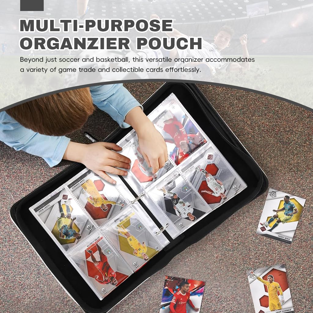 PATPAT Card Binder 400 Pockets PU Cover Zipper for Football Cards 2