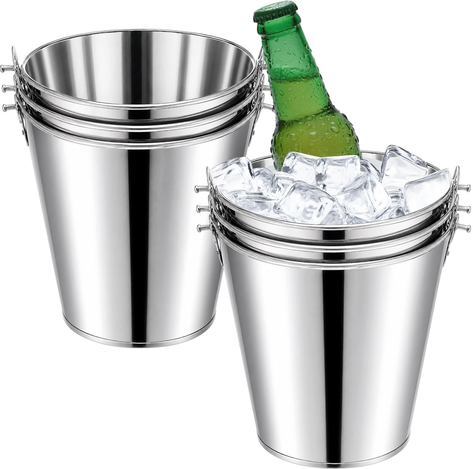Seaux galvanisés avec poignée 0,3L lot de 6 Zopeal pour bouteilles et table
