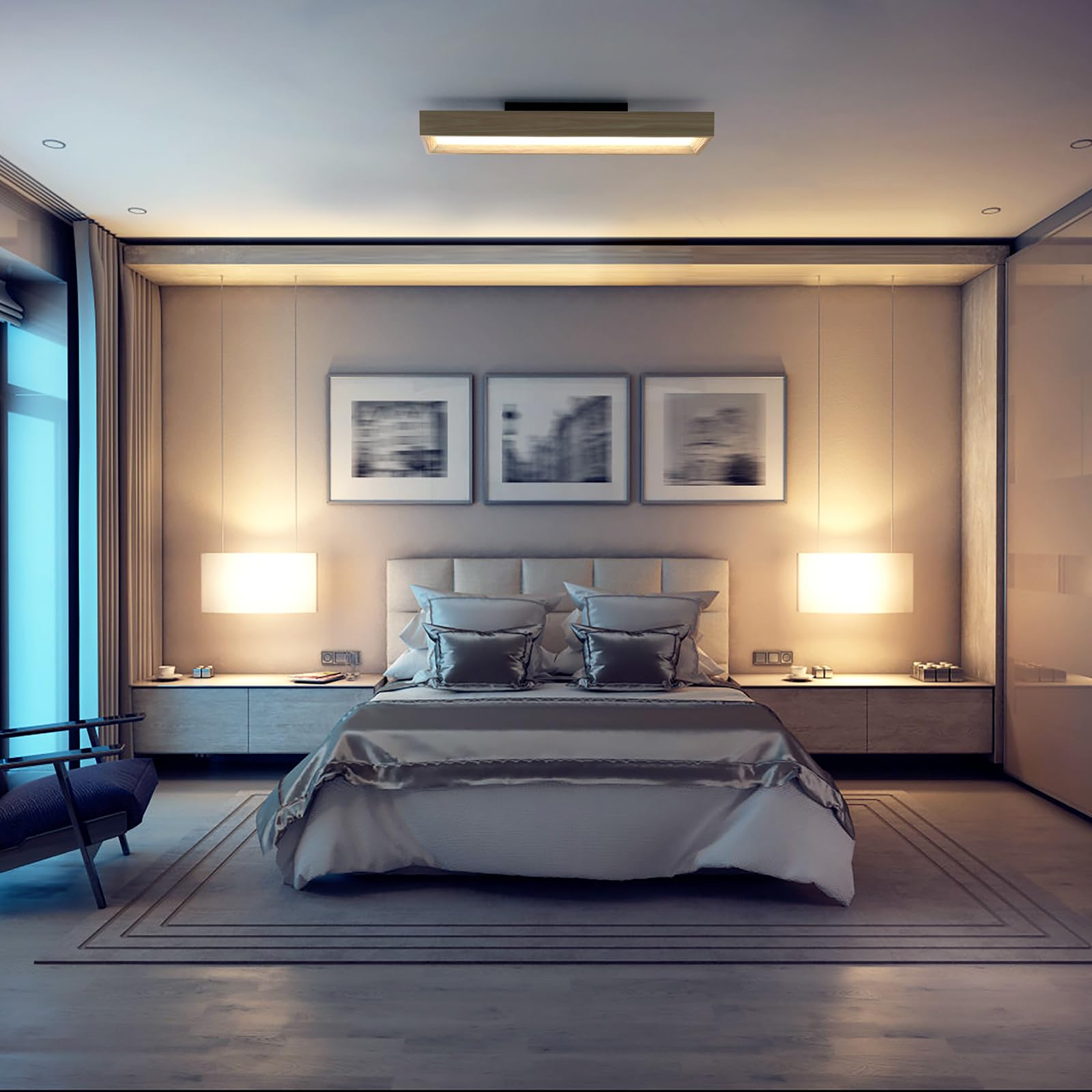 Plafoniera LED Soffitto 30W, Lampada da Soffitto LED Plafoniera Soggiorno Rettangolo Plafoniere da Ufficio Luce Soffitto per Camera da Letto, Cucina, Soggiorno, Balcone
