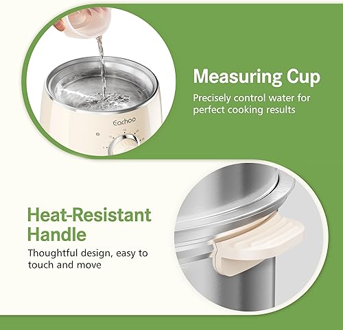 Miniatura 7 de Cocedor de huevos duros - CACHOO Hervidor de huevos de acero inoxidable rápido para 14 huevos con temporizador de 30 minutos y apagado automático,