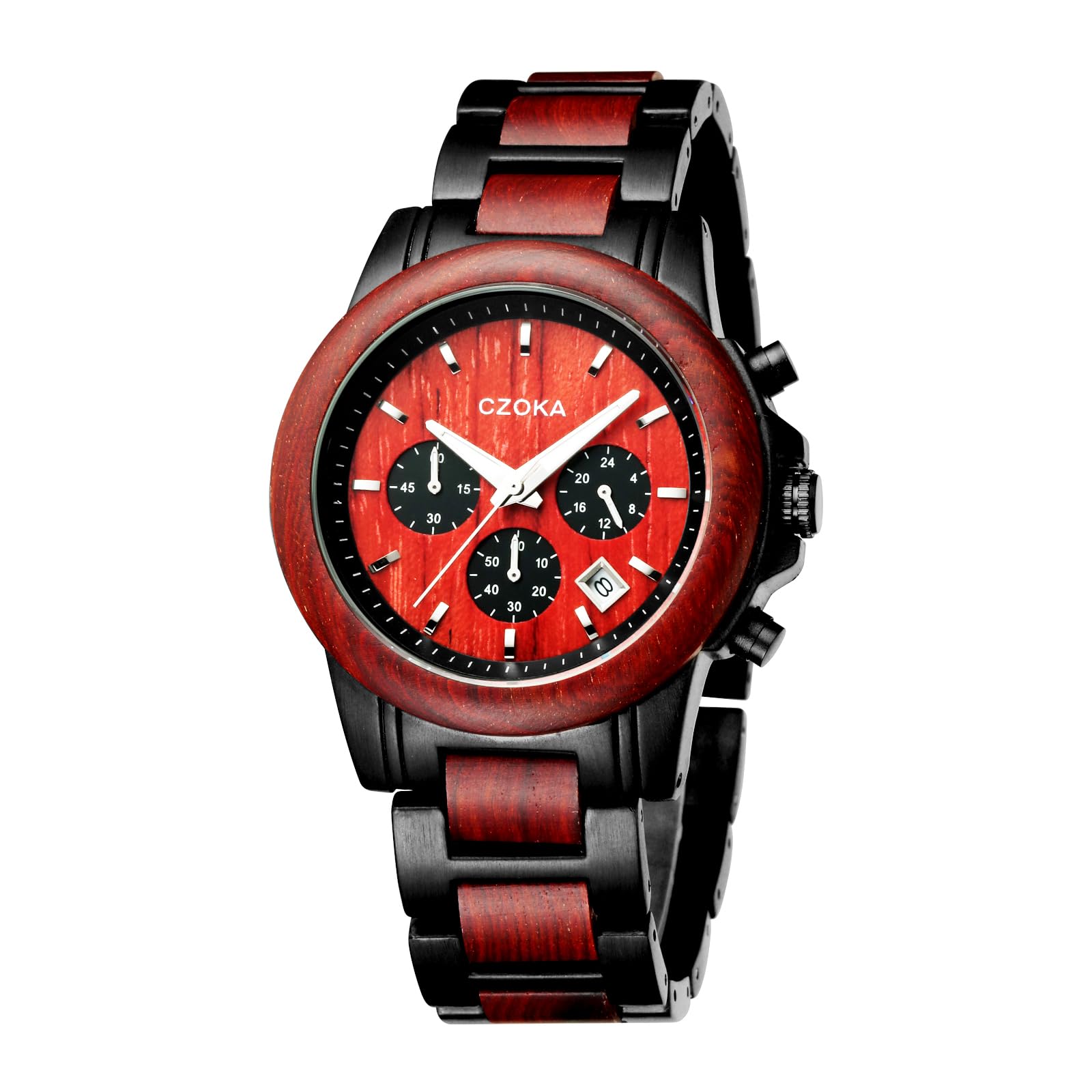 100% Sandalwood/Ebony/Zebra Wood/Japanese Quartz Movement/Adjustable Wooden Wrist Watch with Gift Box & Tool Backlight Waterproof