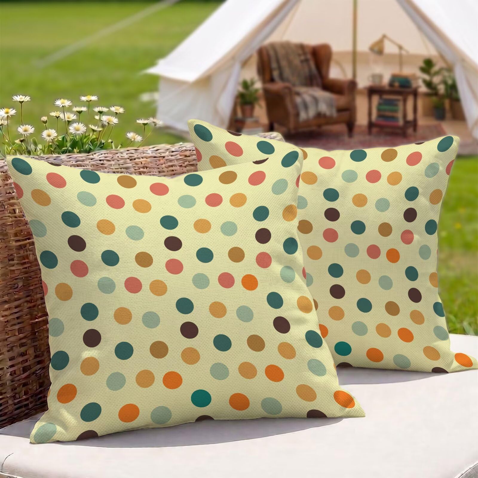 Housses de coussin extérieur déperlantes 45x45 avec fermeture invisible lot de 2
