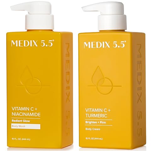Medix 5.5 MEDIX Vitamin C Body Wash Lotion Face Moisturizer 2PC Skin Care Set Anti Aging Cleanser Skincare , Smoother Look