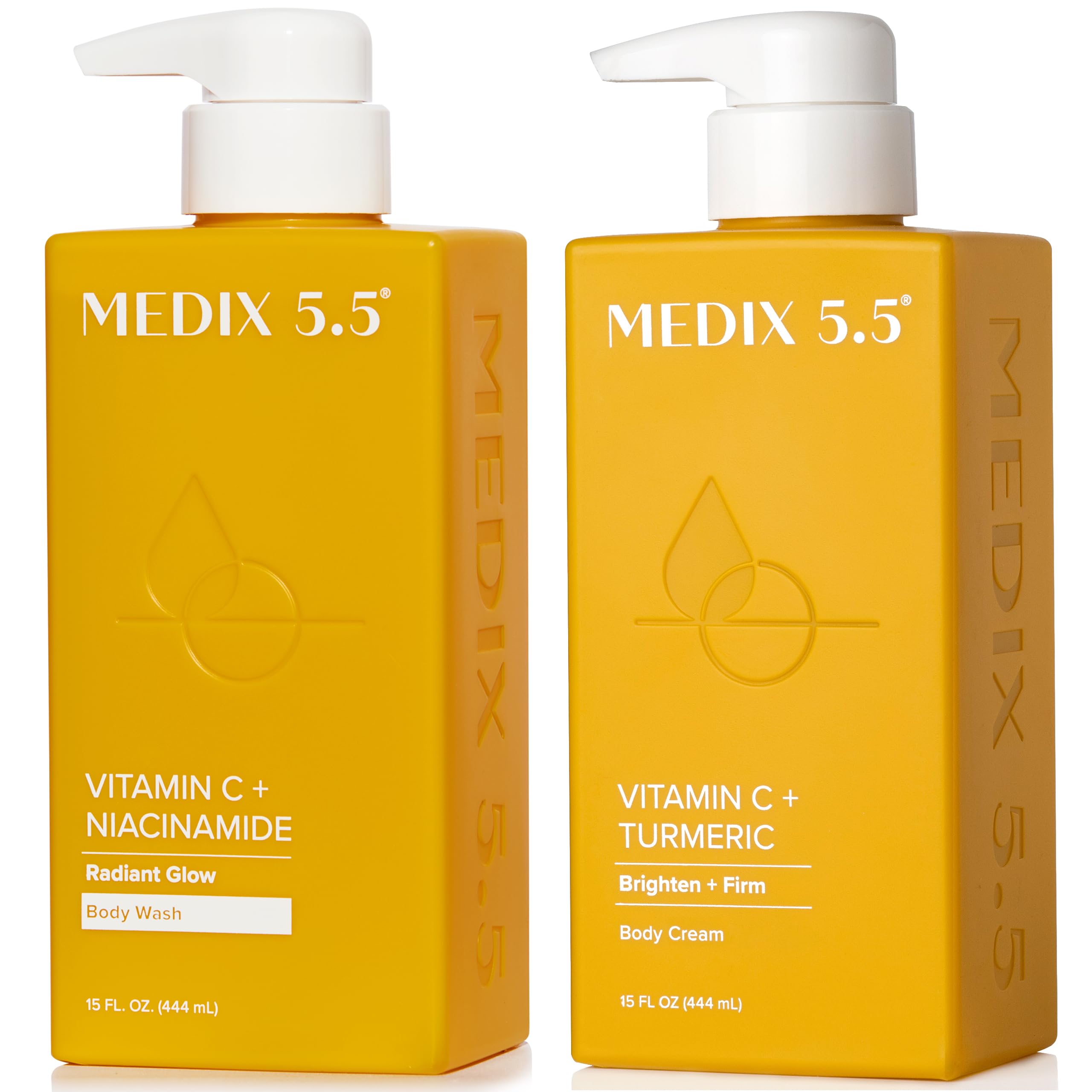 MEDIX Vitamin C Body Wash + Vitamin C Body Lotion & Face Moisturizer 2PC Skin Care Set | Anti Aging Lotion + Body Cleanser Skincare Set For Women, Men, & Smoother Looking Skin, 2-Pack Vitamin C Body Wash + Vitamin C Body Cream Bundle 2-Piece Set (30 Fl Oz total)