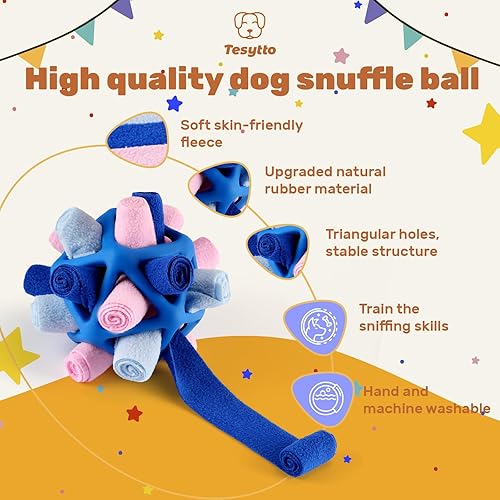 Miniatura 3 de Tesytto Juguete de bola de olfateo para perros, diseño de nueva estructura, interactivo para mascotas, fomenta las habilidades naturales de