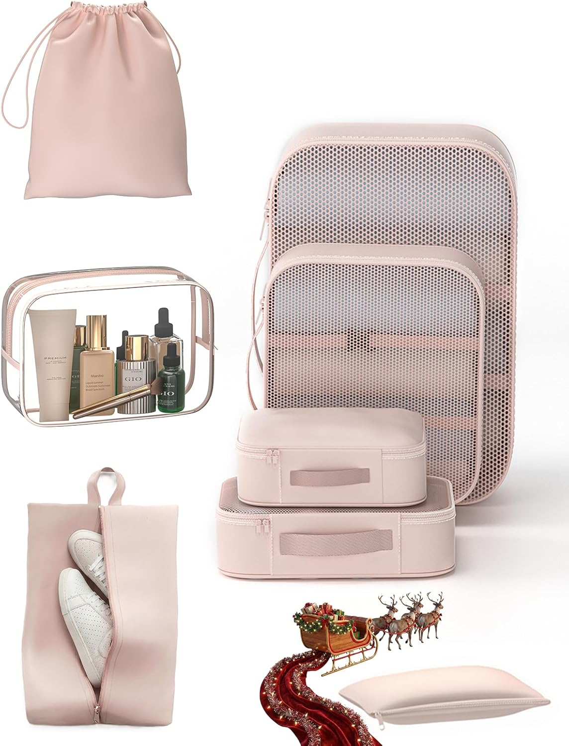 8 Durable Travel Packing Cubes & Clear Toiletry Bag – TSA Approved 8 Durable Travel Packing Cubes & Clear Toiletry Bag – TSA Approved