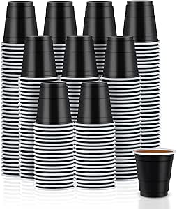 150PCS 2oz Plastic Shot Glasses, Black Disposable Shot Cups, Mini Plastic Cups for Tasting Serving Samples Whiskey Vodka, Small Party Cups for Christmas Weddings Birthday Party