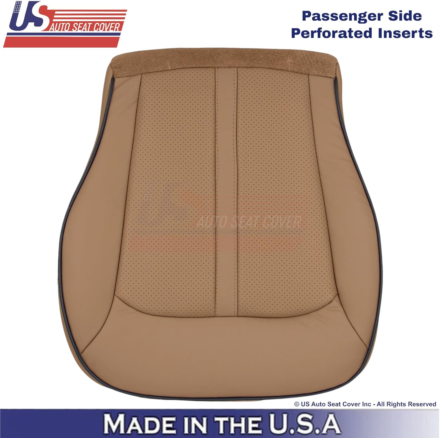 2012-2015 fits Lincoln MKX Leather Perf Front Replacement Seat Covers Canyon (Placement on Vehicle:Driver and Passenger Bottom;)