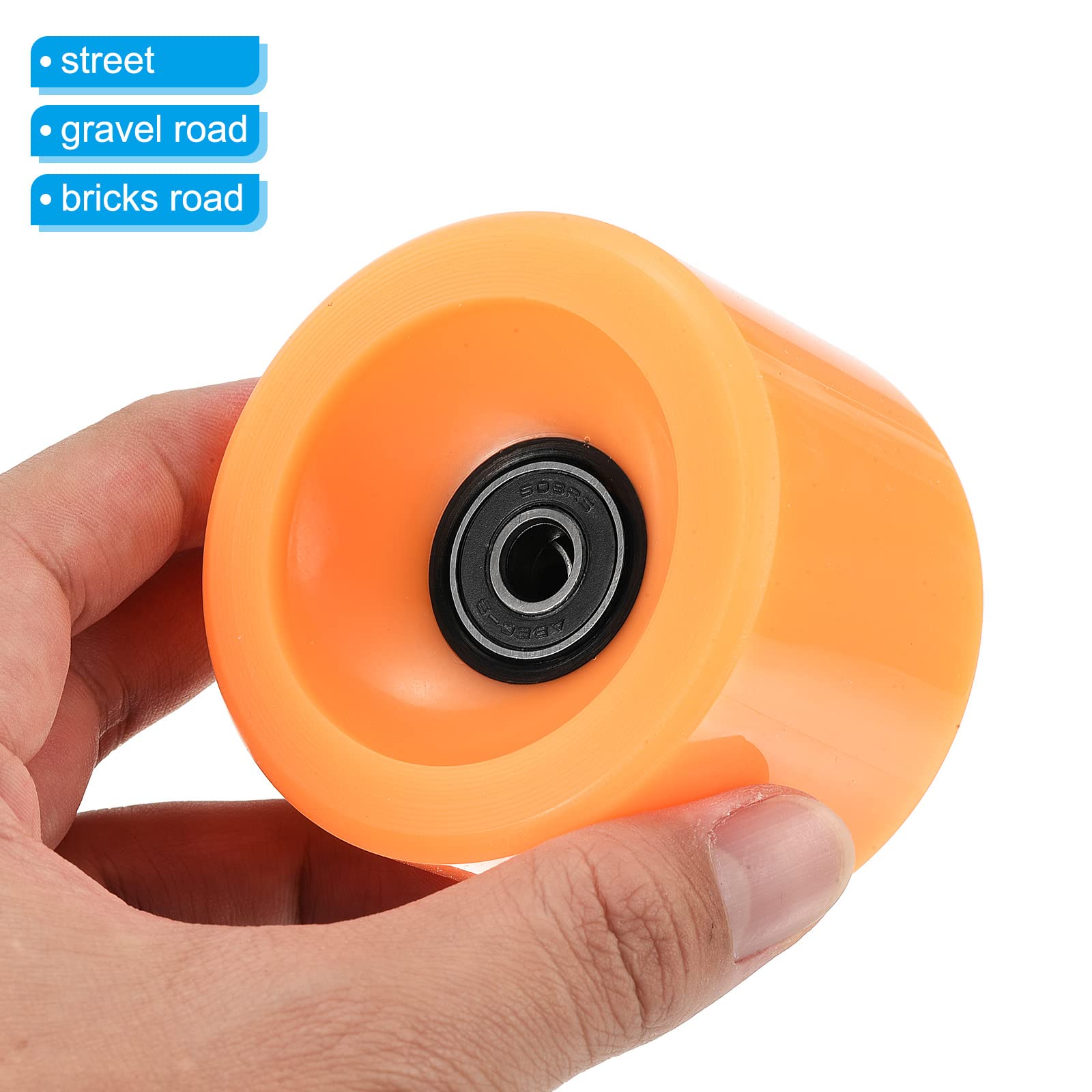PATIKIL 70mm 78A Tabla Larga Ruedas con Negro ABEC-9 Rodamientos, 4 Paquete Suave Crucero Ruedas Calle Ruedas para Monopatines Monopatín Rueda PU, Naranja