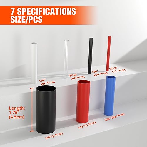 Miniatura 9 de Valuemax Kit de tubos termorretráctiles, tubo retráctil eléctrico industrial 31, envoltura retráctil de grado marino, forro adhesivo, 200 unidades,