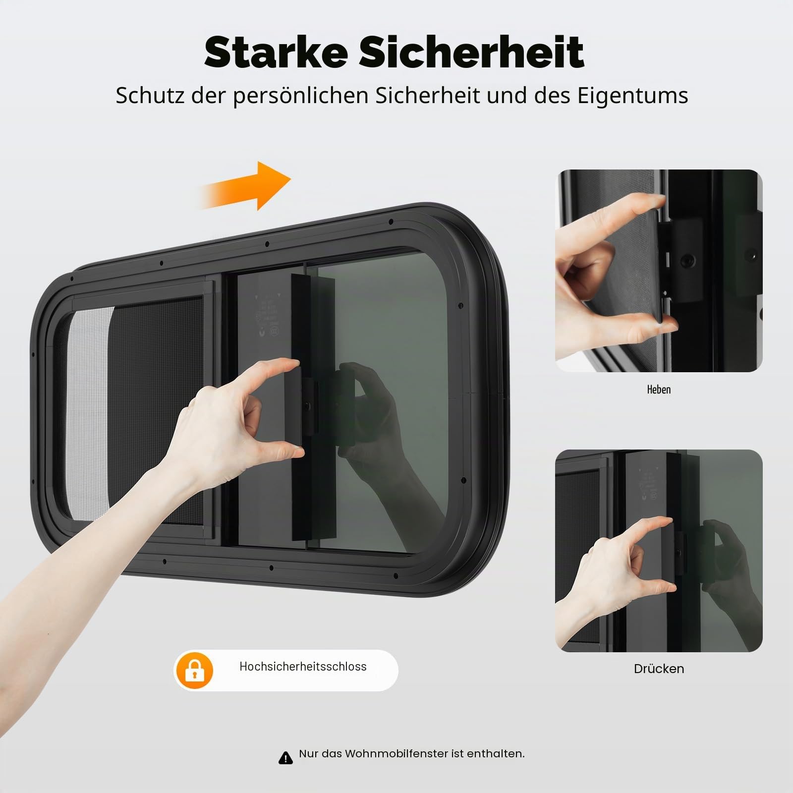 Fenster | Premium Wohnmobil-Fenster | Wetterfest & Einbruchsicher | Schiebefunktion & Moskitonetz | Einfache Installation (2-55mm Wandstärke) | Ideal für Camper