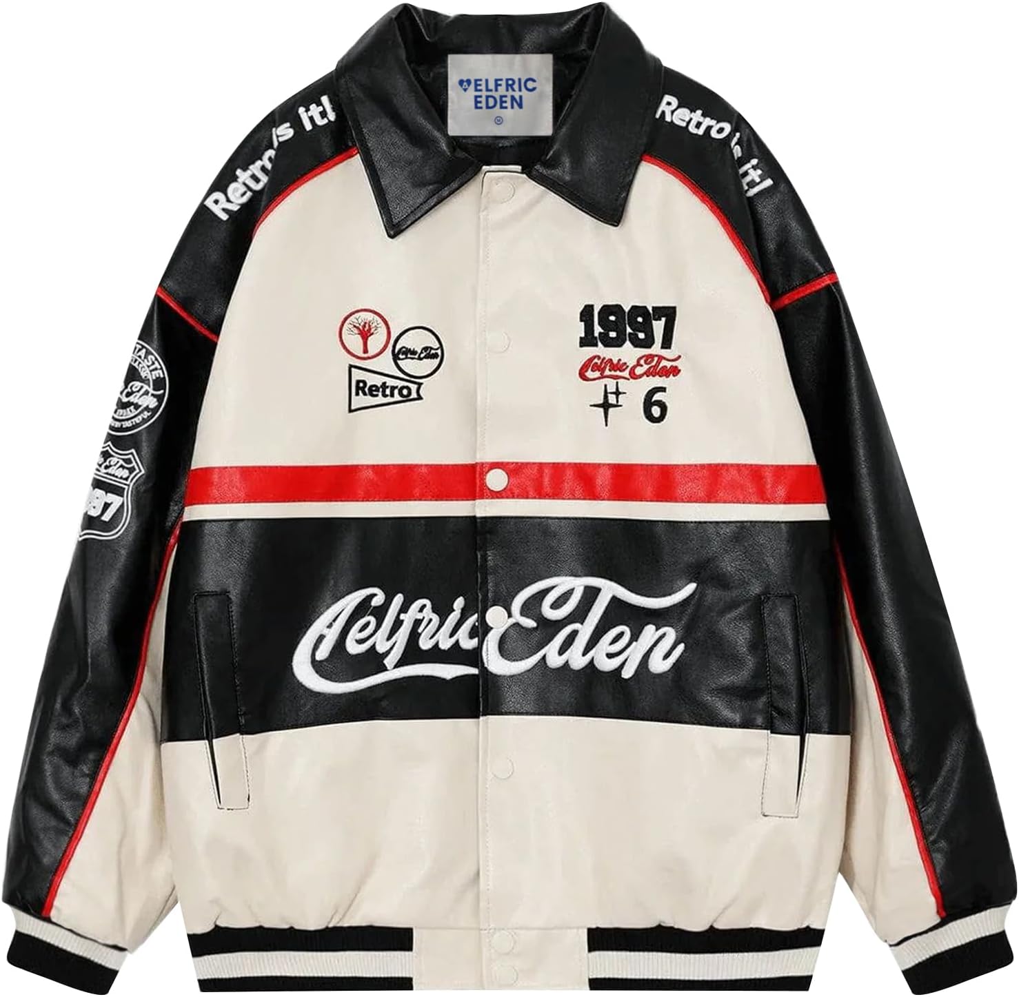 Faux Leather Jacket Oversized Racing Motorcycle Jackets Moto Coats Unisex Trendy Streetwear Jacket