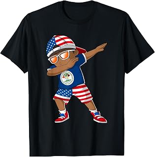 Half American Half Belizean Boy Kid Belize Flag Patriotic T-Shirt