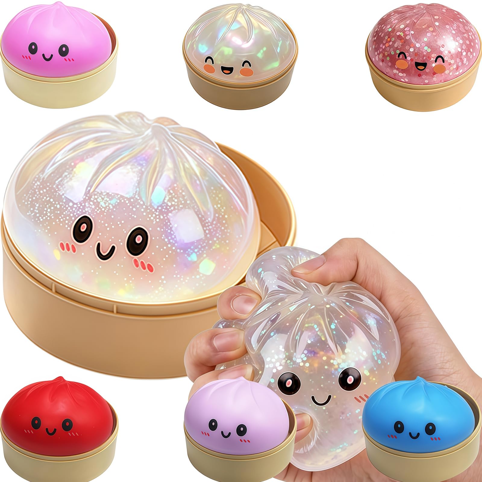 Sparkle Steamed Dumpling Squishy, Soft Slow Rebound Squeeze Gadget with Glitter Finish, Flexible Tactile Sensory Companion for Relaxing Breaks, Ideal for Home & Office Desk Decor & Casual Leisure U — image 1