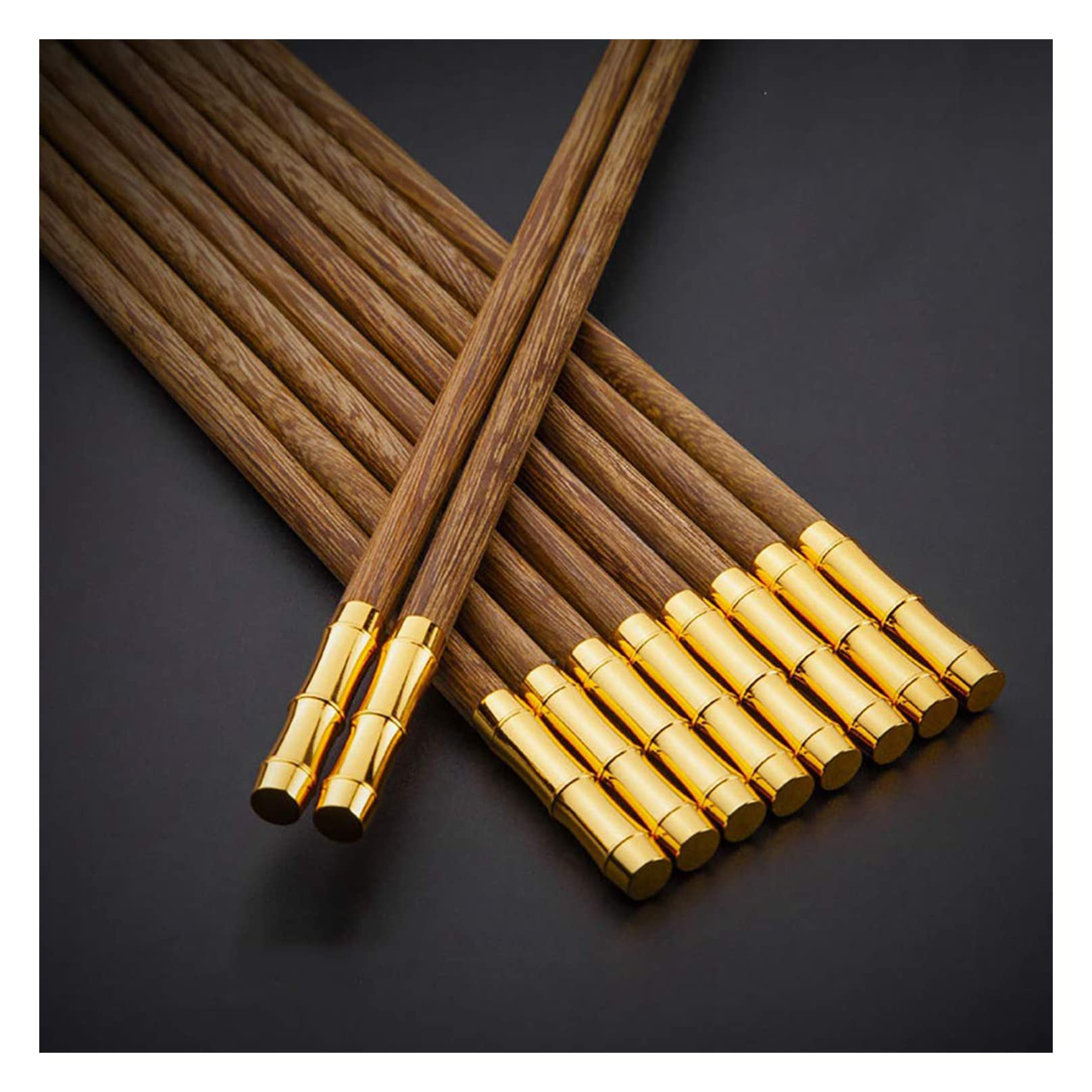 Baguettes réutilisables Lot de 10 paires de baguettes chinoises faites à la main, baguettes en bois dur, baguettes japonaises en bois naturel, baguettes réutilisables sculptées à la main avec coffret