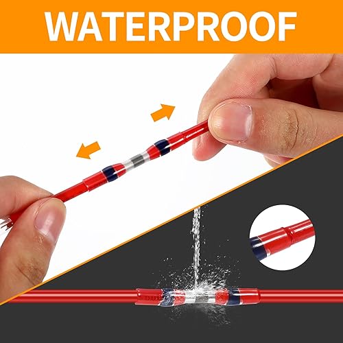 Miniatura 6 de Juego de 150 conectores de alambre termocontraíbles con sello de soldadura de estaño amarillo, terminales impermeables de empalme a tope A.W.G.