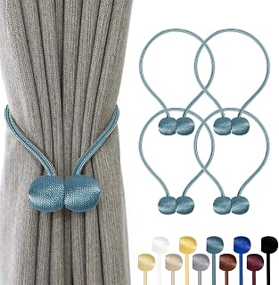 TopHomer 4 alzapaños magnéticos para cortinas, 10 colores, para salón, dormitorio, baño y comedor, se adapta a cortinas/cortinas/cortinas de ducha (azul)
