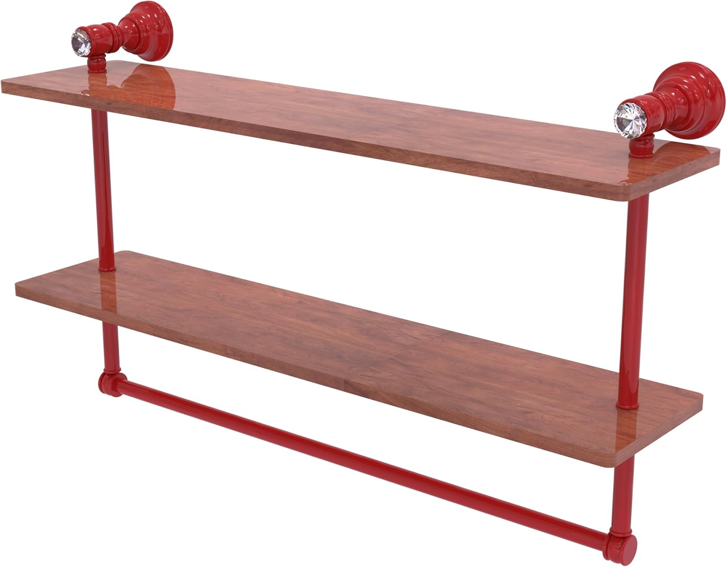 Allied Brass CC-2-22-TB-IRW-ASP Carolina Crystal Collection 22 Inch Double Wood Vanity Shelf with Integrated Towel Bar, Autumn Sparkle
