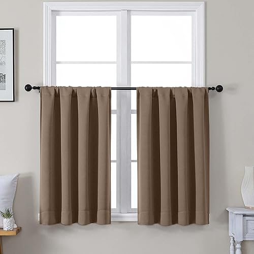 Miniatura 63 de Gwine - Cortinas opacas negras para dormitorio de 84 pulgadas de largo, juego de 2 paneles, cortinas sólidas reductoras de ruido con aislamiento
