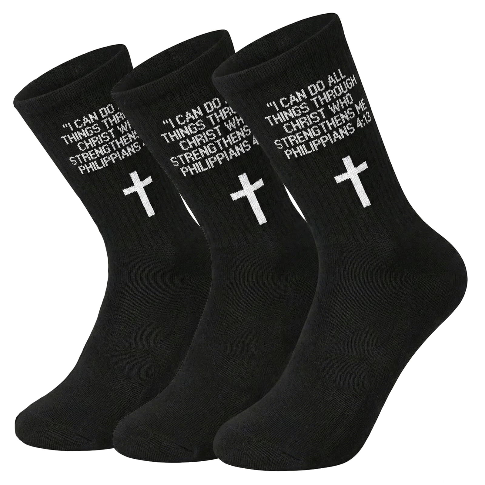 3 pairs of unisex Christian socks featuring biblical verses and crosses a novel gift for Catholic men and