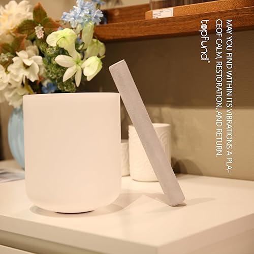 Vista 2 de Topfund - Cuencos de cristal para crear notas de sonido de vibración, Nota del chakra del corazón F, 8 pulgadas Nota F+Caja