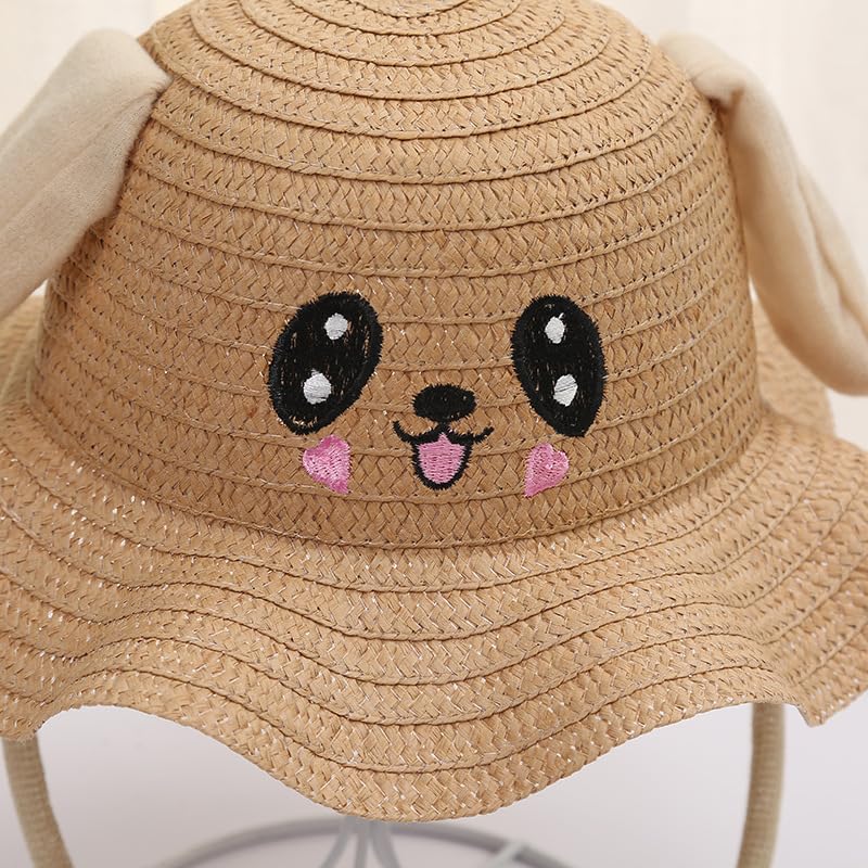 Kids Bunny Ear Jumping Straw Sun Hat Cute Funny Rabbit Ear Moving Bucket Hat Boys Girls Wide Brim Sun Protection Beach Cap3