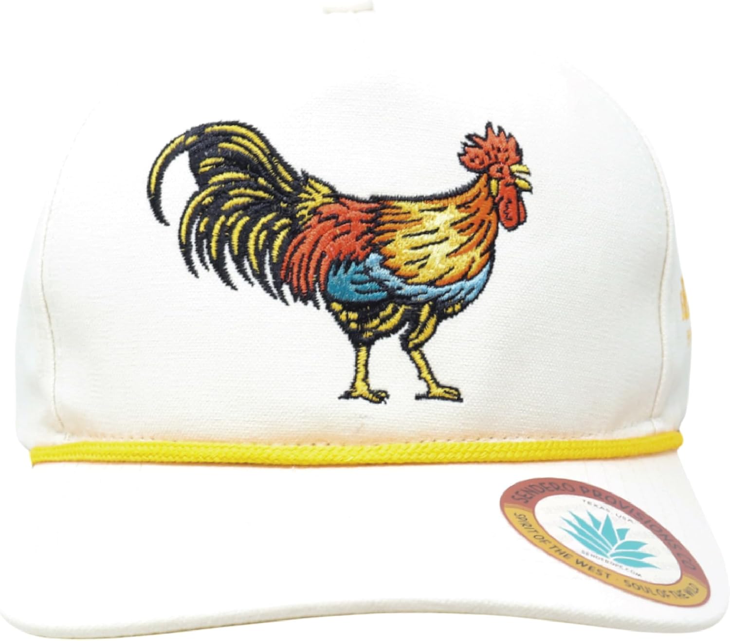 Sendero Provisions Co. Yardbird Adjustable Snapback Hat with Embroidered Design & Braided Rope (Off White) - One Size