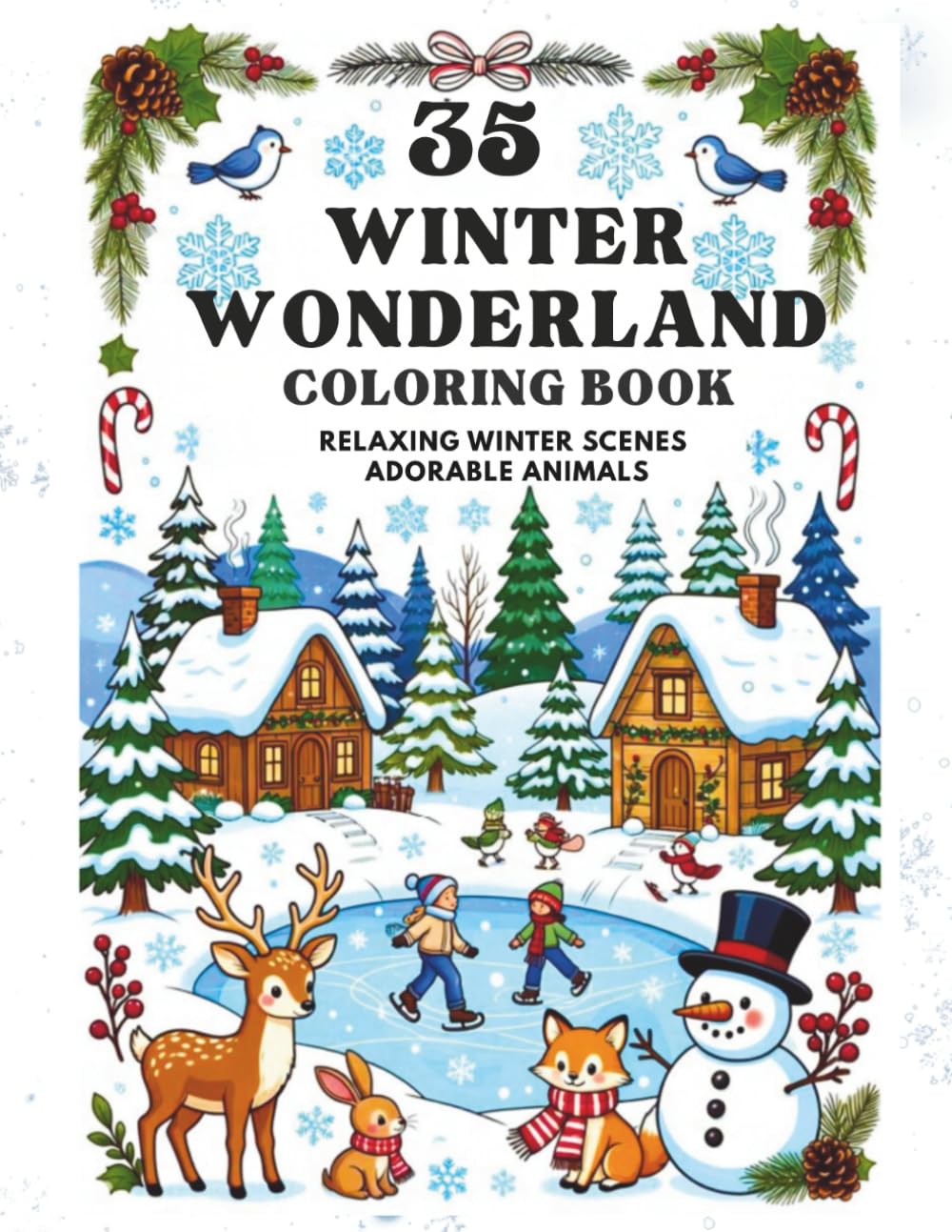 35 Winter Wonderland Coloring Book – Cozy Winter Scenes for Adults & Kids: Relaxing Snowflakes, Winter Mandalas & Holiday Illustrations | Stress ... Bookmarks (The Calming Seasons Collection)