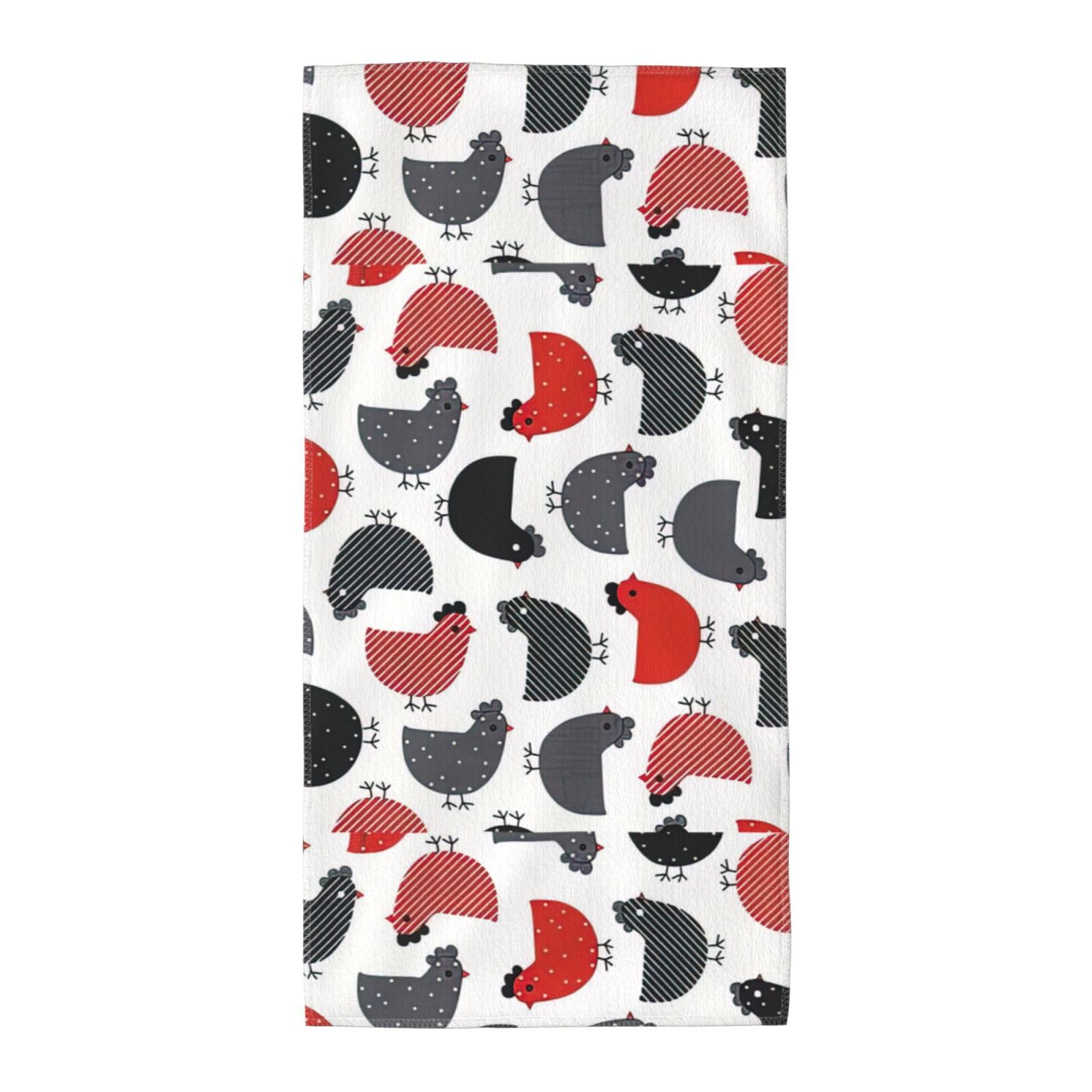 Oazcvbnn Unisex Black Creative Cartoon Chicken Print Extra Long Beach Towel Soft Comfortable Quick-Dry Gym Hiking Picnics Swimming
