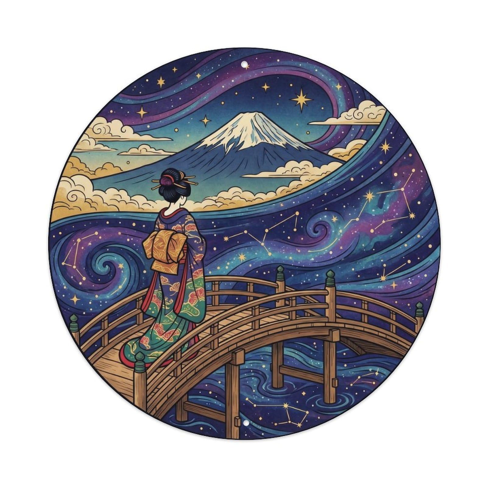 Japanese Geisha Vast Starry Sea Infinity Metal Tin Sign