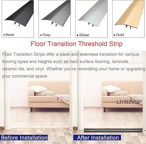 Miniatura 3 de Barra de aluminio para puerta delantera, porche, entrada exterior, barra de umbral, para zonas de alto tráfico, reductor de umbral de cocina para el